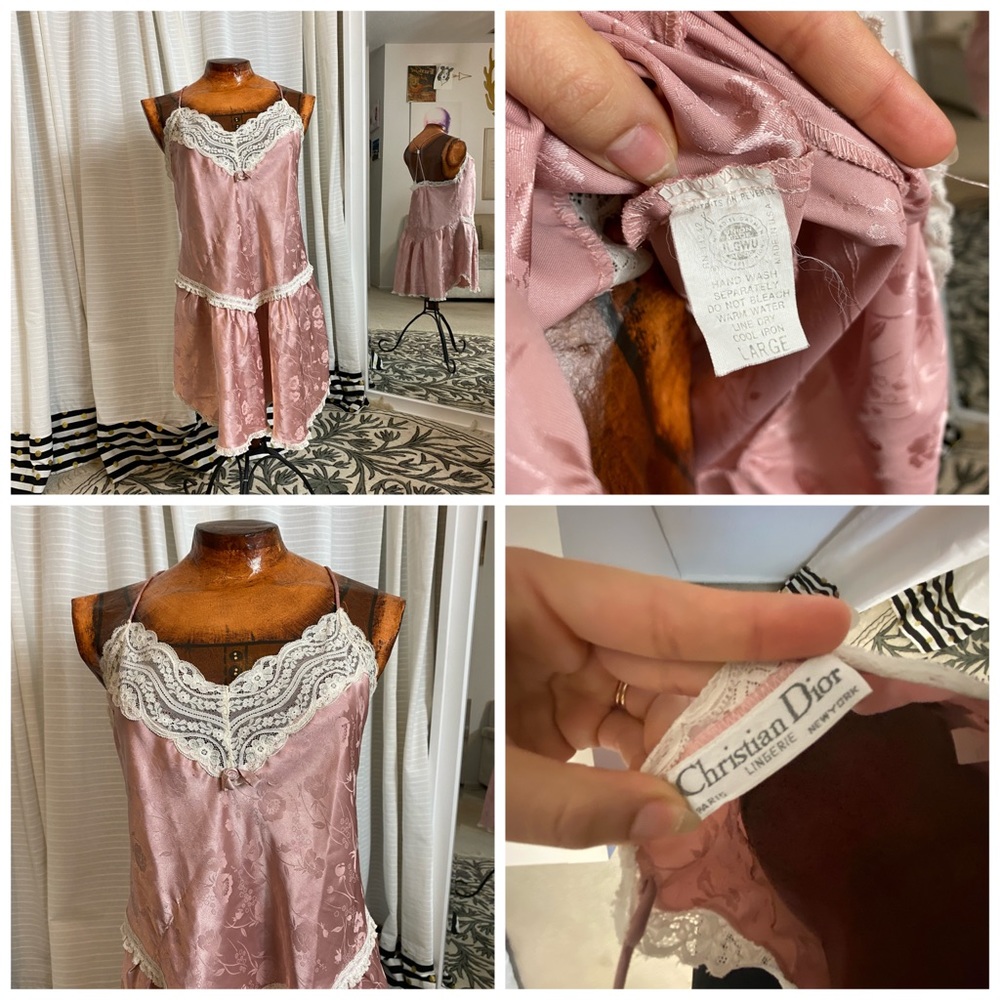 ✨1960s pink DIOR coquette girl Silk Satin Nighty romantic girly - Picture 2 of 15